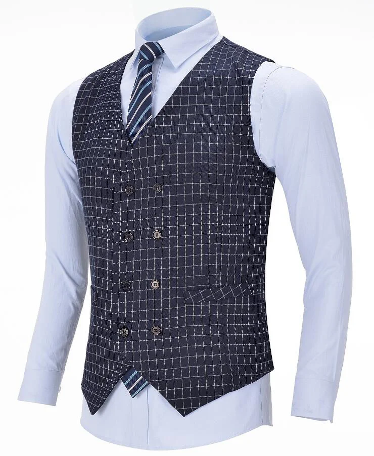 Vest Мужские костюмы из 3 предметов, облегающие деловые костюмы для жениха, ретро благородные Клетчатые Шерстяные смокинги для торжественных свадеб(Блейзер+ брюки+ жилет - Цвет: Vest