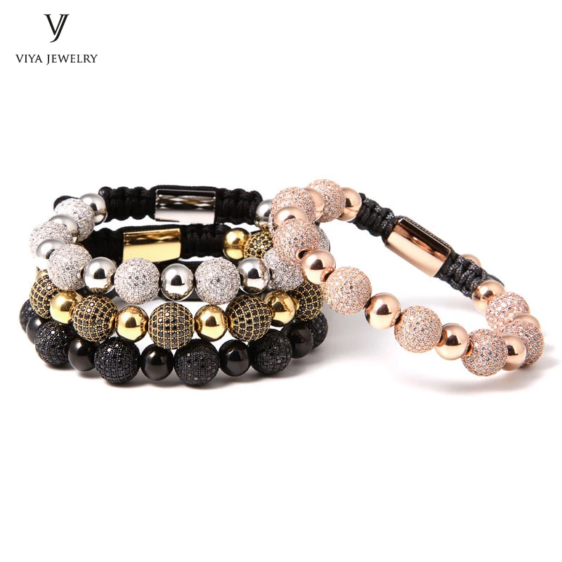 Оптовая продажа модные роскошные бусины из черного циркона Стальные Бусины
