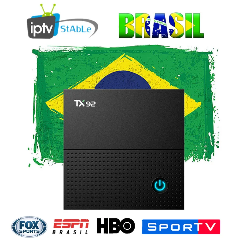 Супер IPTV TX 92 2 ГБ/16 ГБ S912 Android 7 1 Смарт ТВ коробка Бразилия подписка один год HBO FOX Sports