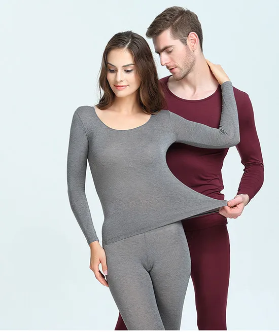 wine red for men ZYSK термобелье для женщин и мужчин мягкая дышащая теплая Пижама термос кальсоны женская одежда Топы+ штаны комплект из 2 предметов - Цвет: wine red for men