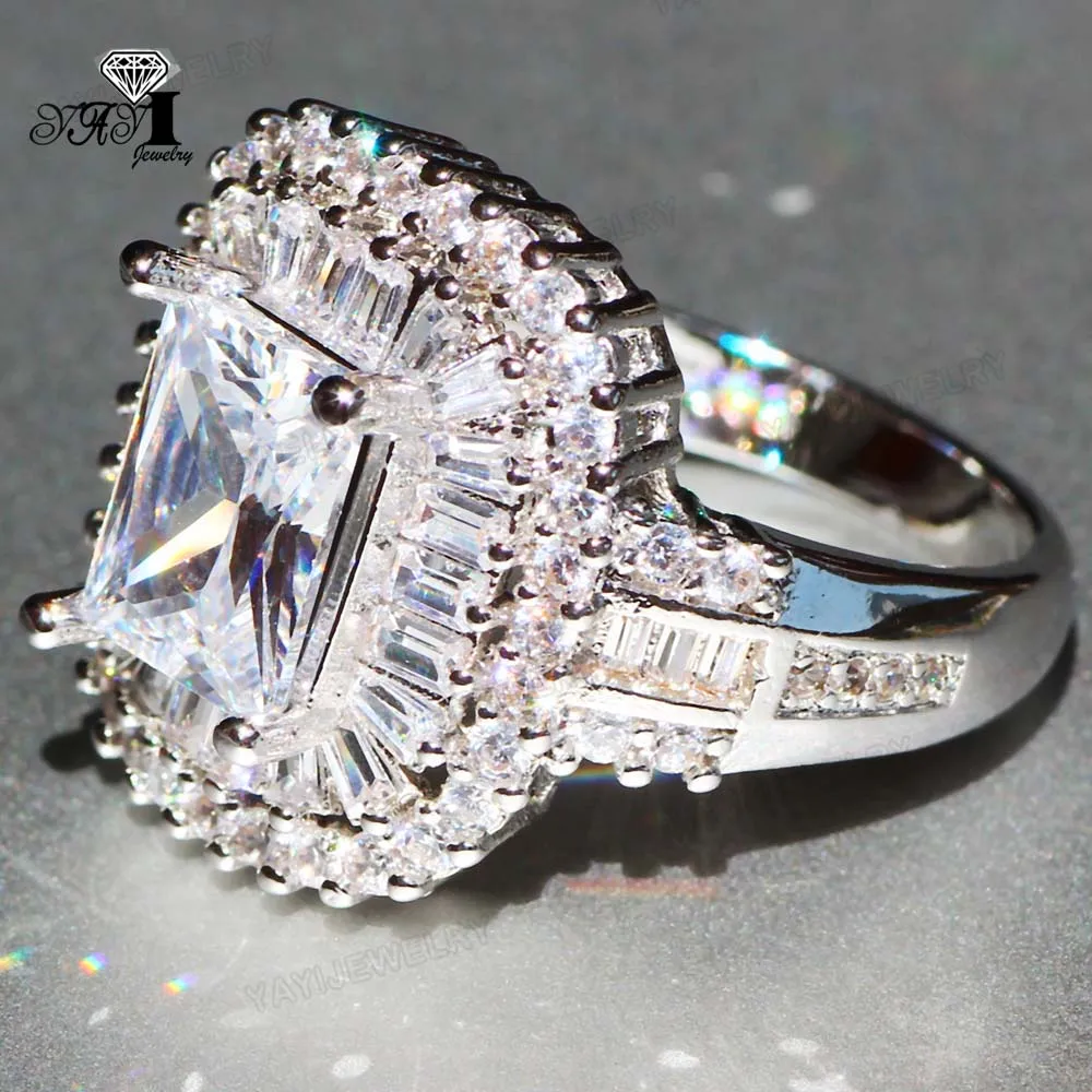 YaYI кольцо с голубым кристаллом 9,5 CT белый цирконий серебристый цвет обручальные кольца Свадебные Кольца Сердце Девушки вечерние кольца Подарки 860