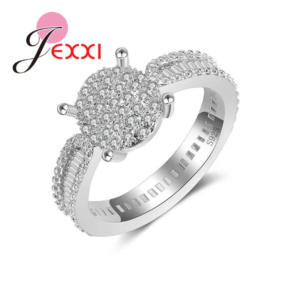 

Elegant Round Rings Paved Micro AAA+ Clear CZ for Women Bridal 925 Sterling Silver Finger Wedding Jewelry Anel Feminino