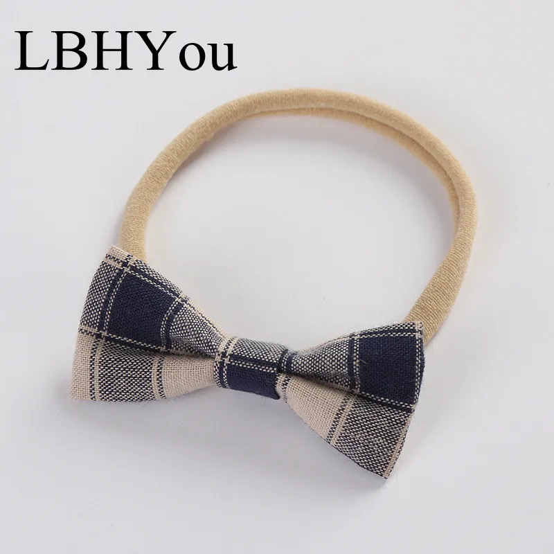 1pcs Classic Plaid Bows Nylon Headbands Super Soft Linen Cotton Bowknot Headwraps One Size Fit Most Baby Girls Head Bands | Аксессуары