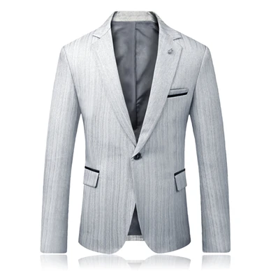 light grey Классический жаккардовый мужской костюм, Модный повседневный мужской костюм, пиджак большого размера 5XL тонкий удобный блейзер для мужчин - Цвет: light grey