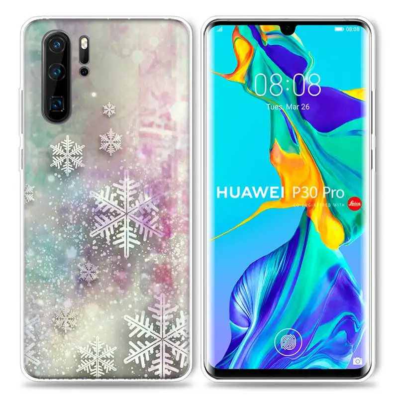 Рождественский чехол со снежинками для huawei P20 P30 P Smart Z Plus P10 P9 P8 mate 10 20 lite Pro Mini силиконовые чехлы для телефона