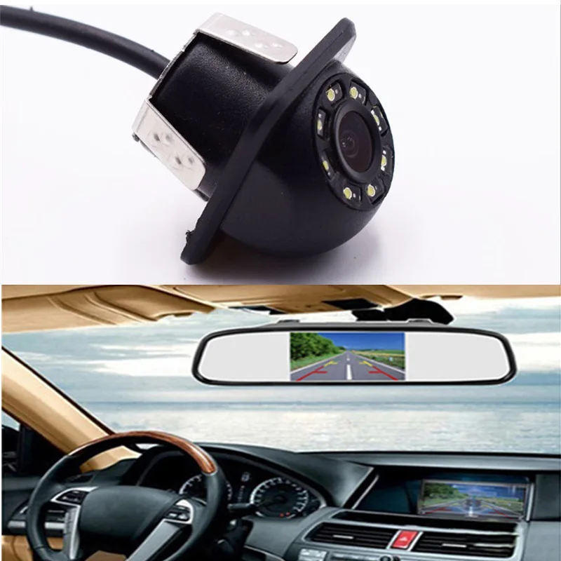 

4.3"LCD reversing camera 8LED straw hat camera HD night vision blind zone rear view image 7"LCD rearview parking system
