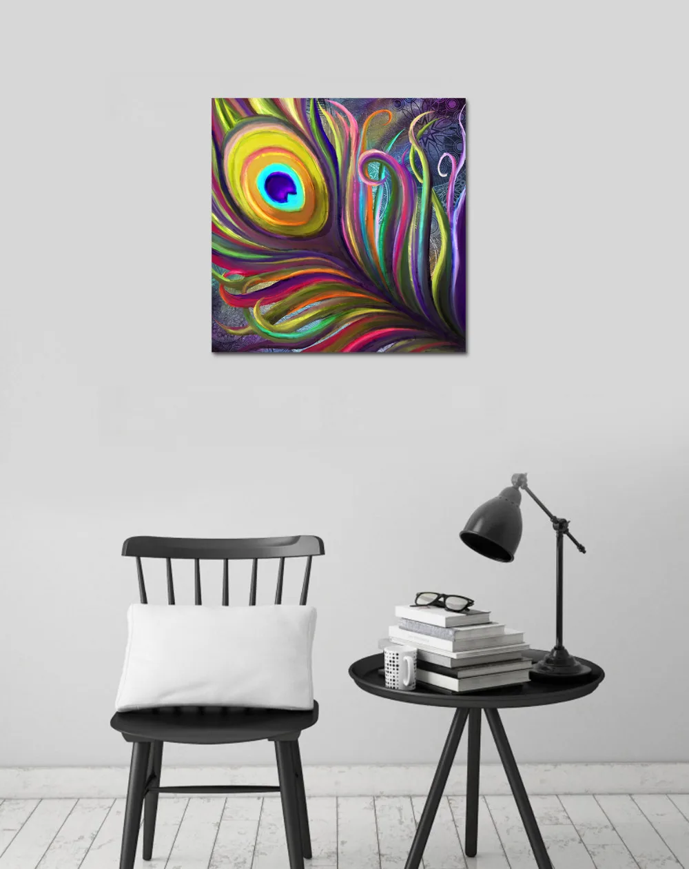 Visual Art Decor Peacock Artwork Feather Canvas Print Bird Wall Home | Дом и сад