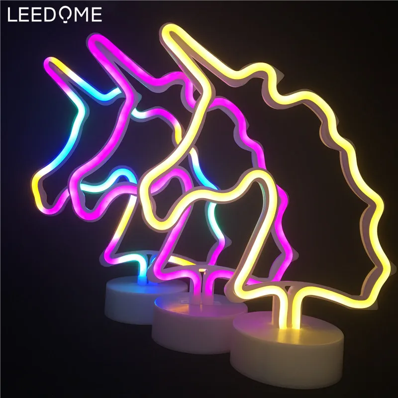 Leedome Led Neon Light Единорог фонарь ночник AA батарея для Праздничная декорация