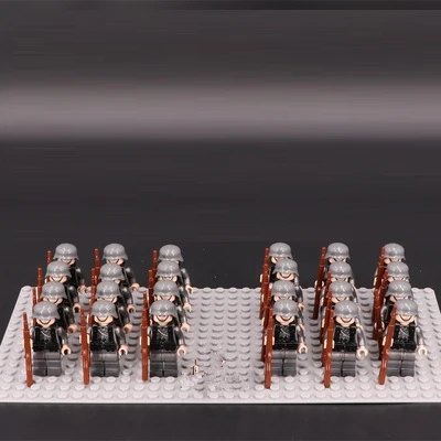 24 шт., строительные блоки для солдатиков playmobil, военные Мини фигурки, оружие, модель оружия, аксессуары, оригинальные игрушки