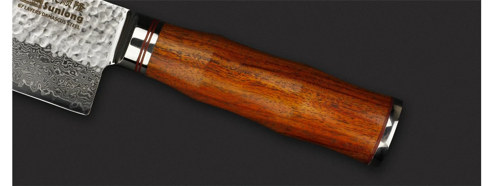 Sunlong Дамаск VG10 ножи nakiri, 67 слоев Японский стальной нож профессиональный нож для мяса, нож кухонный, Samura-Палисандр Ручка
