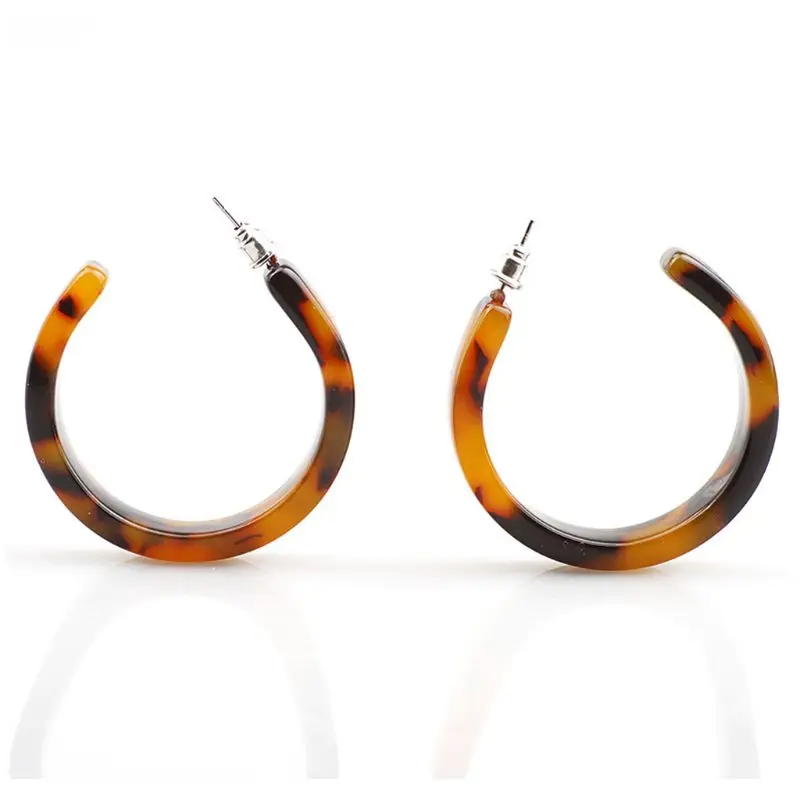 1 Pair Acrylic Marbled Earring Leopard Round Stud Earrings Women Tortoise Shell Jewelry Christmas Gifts | Украшения и аксессуары