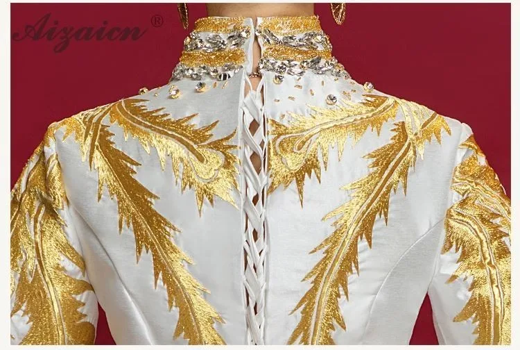 Роскошные вечерние платья для женщин, китайское платье, Qipao, для шоу на сцене, длинные белые платья Cheongsam, модные атласные Chinoise Qi Pao
