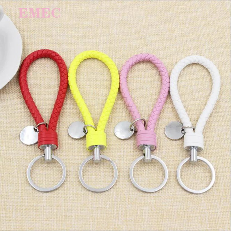 Кожаный Плетеный автомобильный брелок из ПУ кожи сумка для ключей украшение