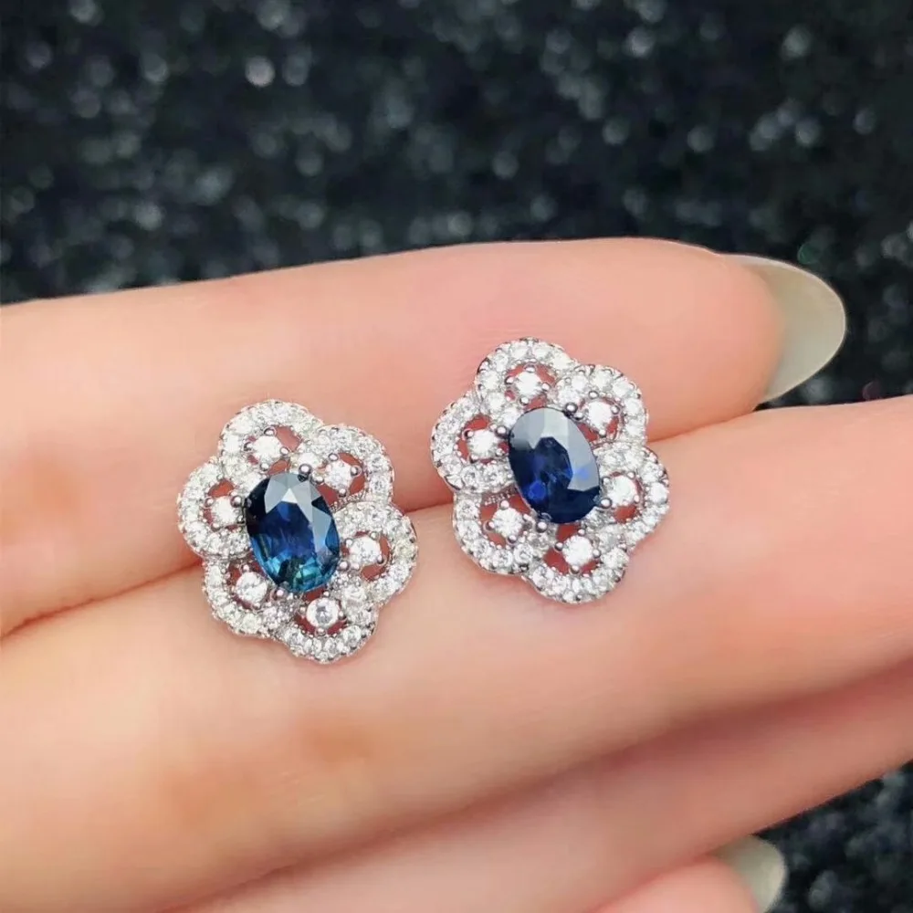 Shilovem 925 Серебряный Натуральный сапфировый Кольца Подвески Серьги Ювелирные Украшения Женские этнические Свадебные открытые btz040601agl