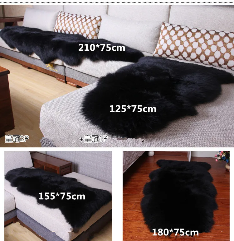 Natural sheepskin wool carpet sofa living room bedroom fluffy rug chair floor mat soft fur rug baby home Decorative customized
