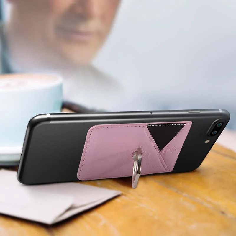 RFID для мужчин и женщин, кредитный ID держатель для карт, кошелек для сотового телефона для мужчин, карманная палочка на клейкой основе с кольцом на палец, подставка, надежная ручка