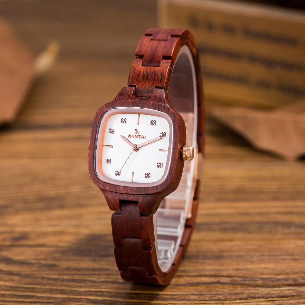 

Luxury Fashion Quartz Dress Wood Wristwatches Women Clock Wrist watch bracelet wood watch Crystal decorate ladies Casual Watches
