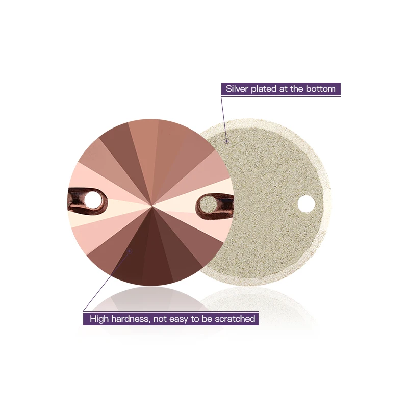 Flatblack Кнопка Блестящий розовый Золотой пришивной Стразы для одежды стеклянный