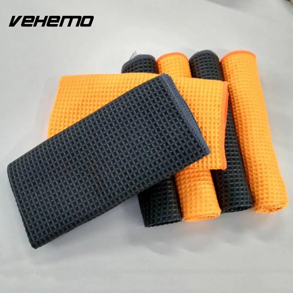 Vehemo 40x40 см полотенце из микрофибры мягкое моющее для автомобиля сотовые тканые