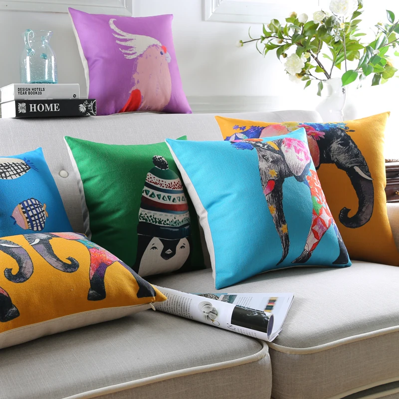 Милые Животные декоративные наволочки лен Юго Восточной Азии Стиль подушка