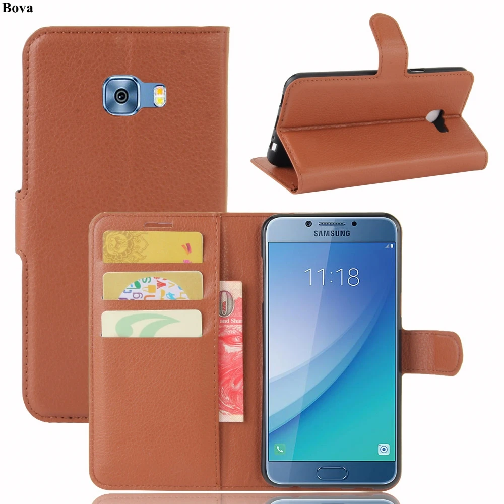 Кожаный чехол книжка в стиле ретро для Samsung Galaxy C5 Pro защитный с магнитной