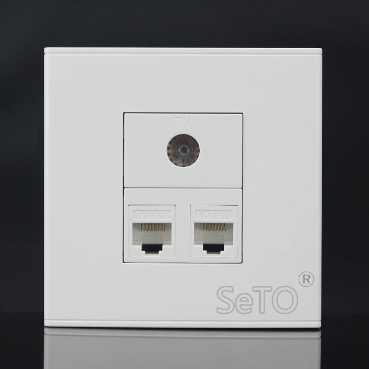 SeTo 86 Тип двойные порты RJ45 Cat5e сетевая Lan + TV настенная панель гнездо Keystone Лицевая