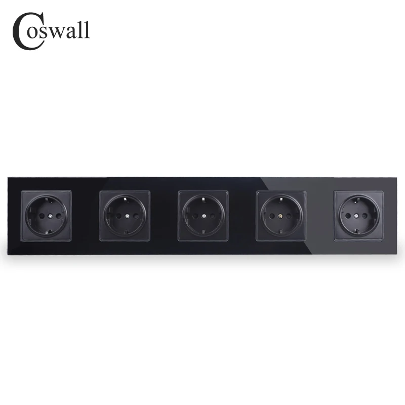 COSWALL настенное Хрустальное стекло панель Черный 5 способ разъем питания