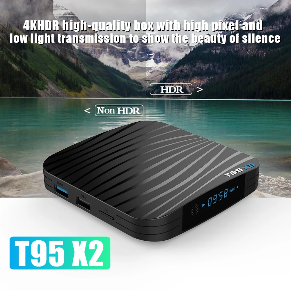 T95X2 Smart Network ТВ приемник Android 8 1 Amlogic S905X2 4 ядра коробка 4G 32 г 2.4g WiFi USB3.0