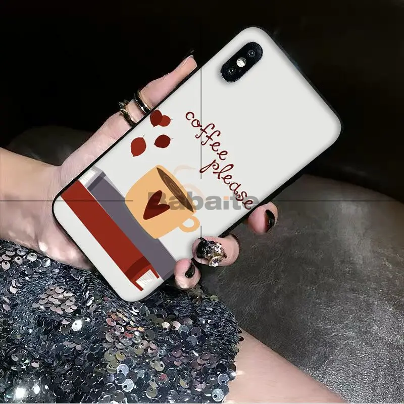 Babaite ОК но сначала кофе ТПУ Черный чехол для телефона оболочка iPhone 6S 6plus 7plus 8 8Plus X Xs