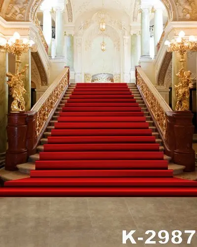 Фон для фотосъемки красное одеяло лестница фон свадьбы роскошный замок игры в