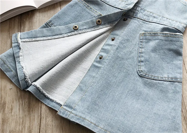 

Summer Children Clothing Baby Girl Denim Dress Toddler Girl Sleeveless Pockets Dress Kids Single-breasted Dresses Strap Dress