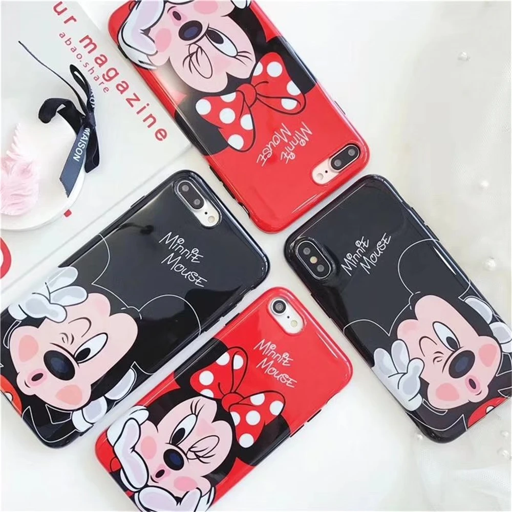 Case For Iphone 8 Cute Mickey Minnie Mouse Pattern Couples Phone Cases IPhone Plus IMD Soft TPU Glossy Back Covers Fundas |