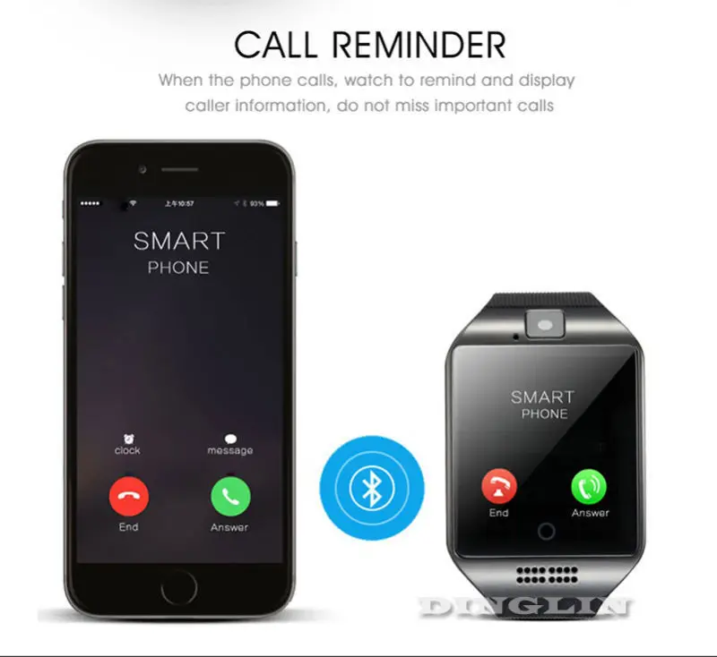 Mtk6261d Q18 наручные Bluetooth smartwatch Камера Facebook WhatsApp синхронизации SMS MP3 Smartwatch Поддержка