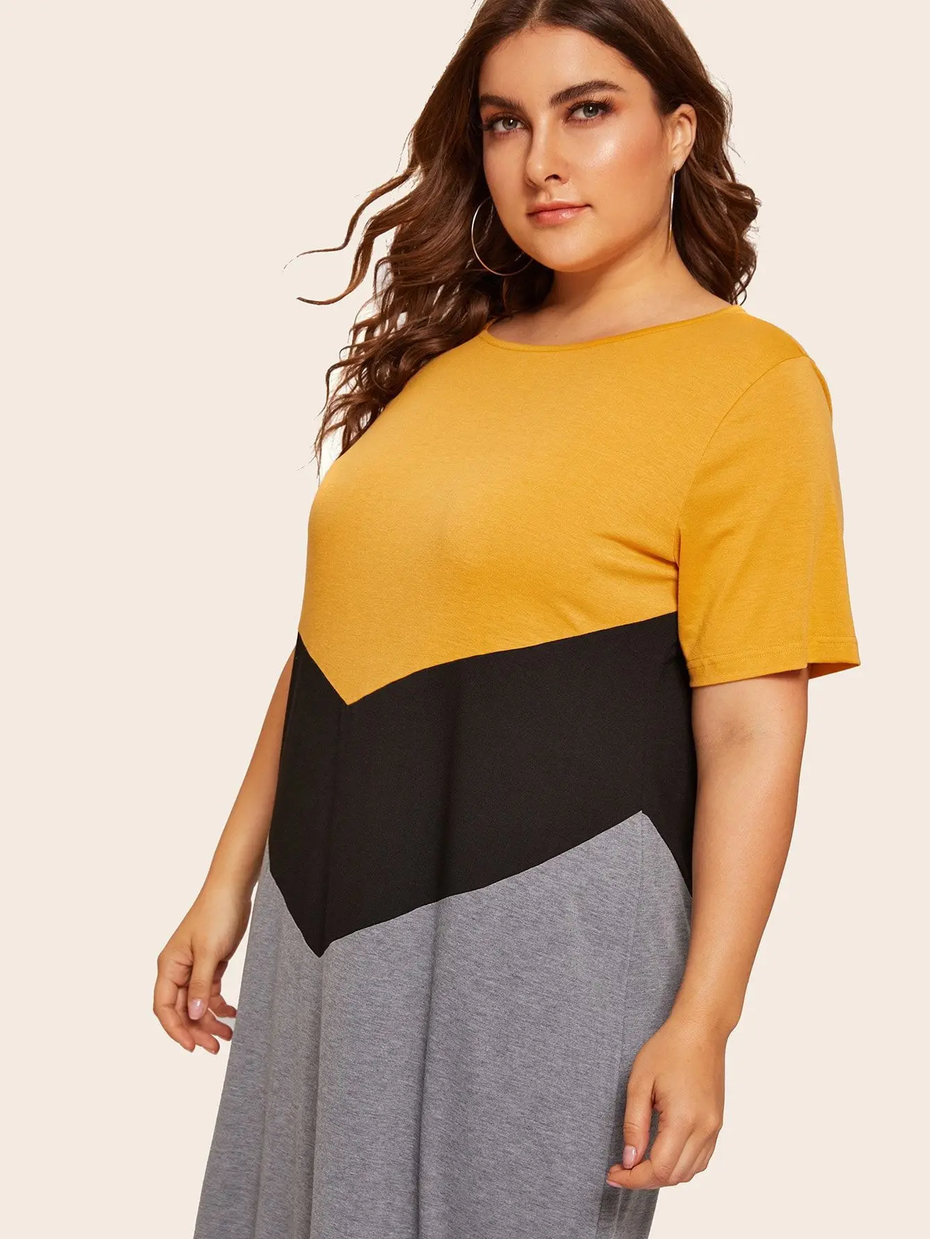 5XL размера плюс длинное платье Макси женское летнее с коротким рукавом контрастное разноцветное элегантное платье свободного кроя больше размера d женское платье-туника