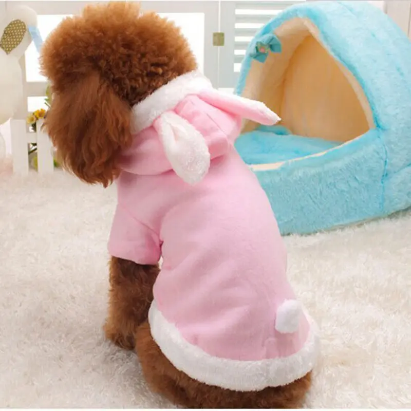 Hot Sell New Pet Cat Clothes Costume For Hoodies Cute Rabbit Clothing Puppy Fleece Warm Jacket Outfit |