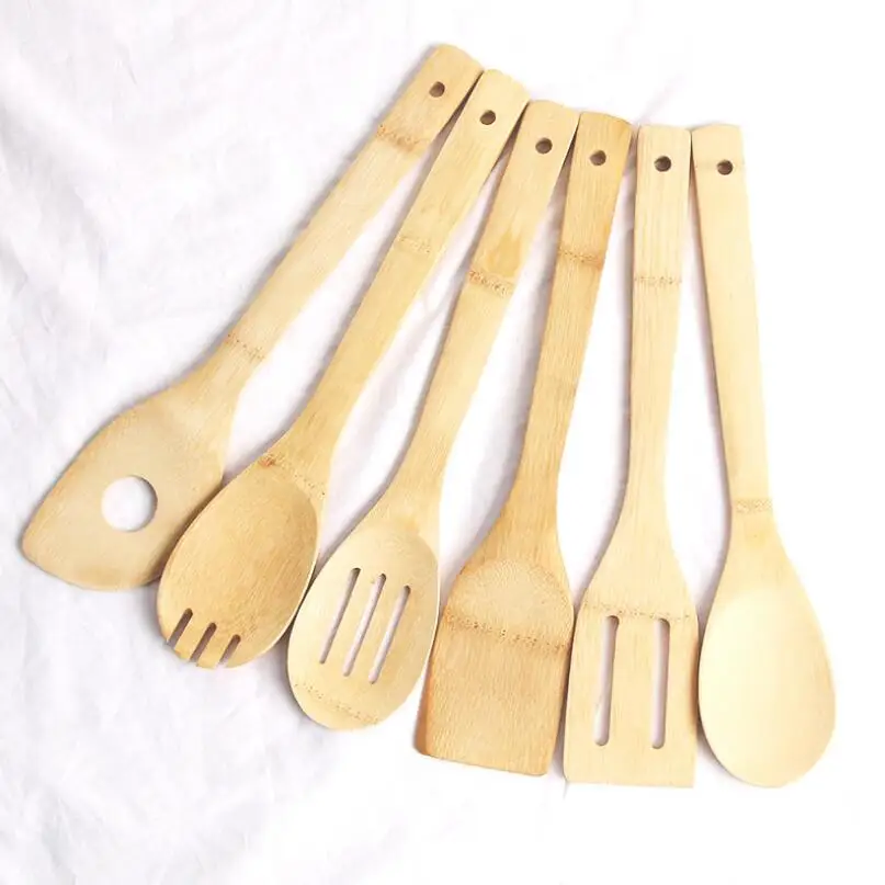 Cooking Utensils Bamboo Wood Kitchen Slotted Spatula Spoon Mixing Holder Dinner Food Rice Wok Shovels Tool LX4962 | Дом и сад