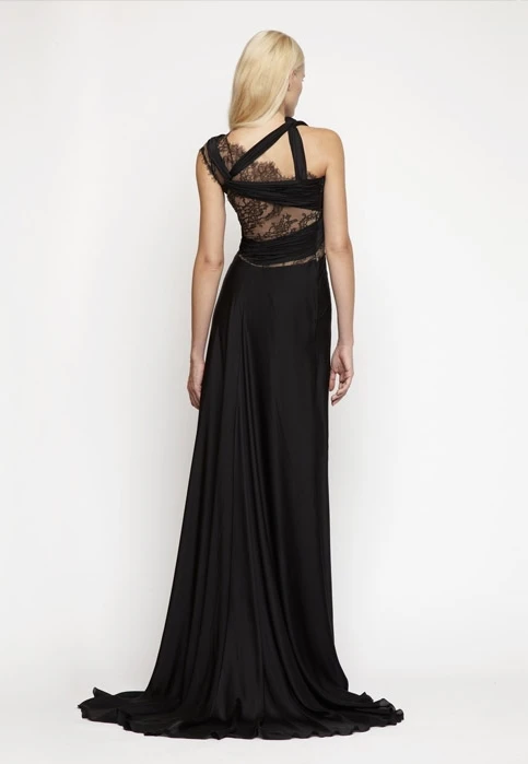 High Side Slit Lace Evening Dress Unique Designer Scoop Sleeveless Black Long Gown Vestido De Festa 2015 | Свадьбы и торжества