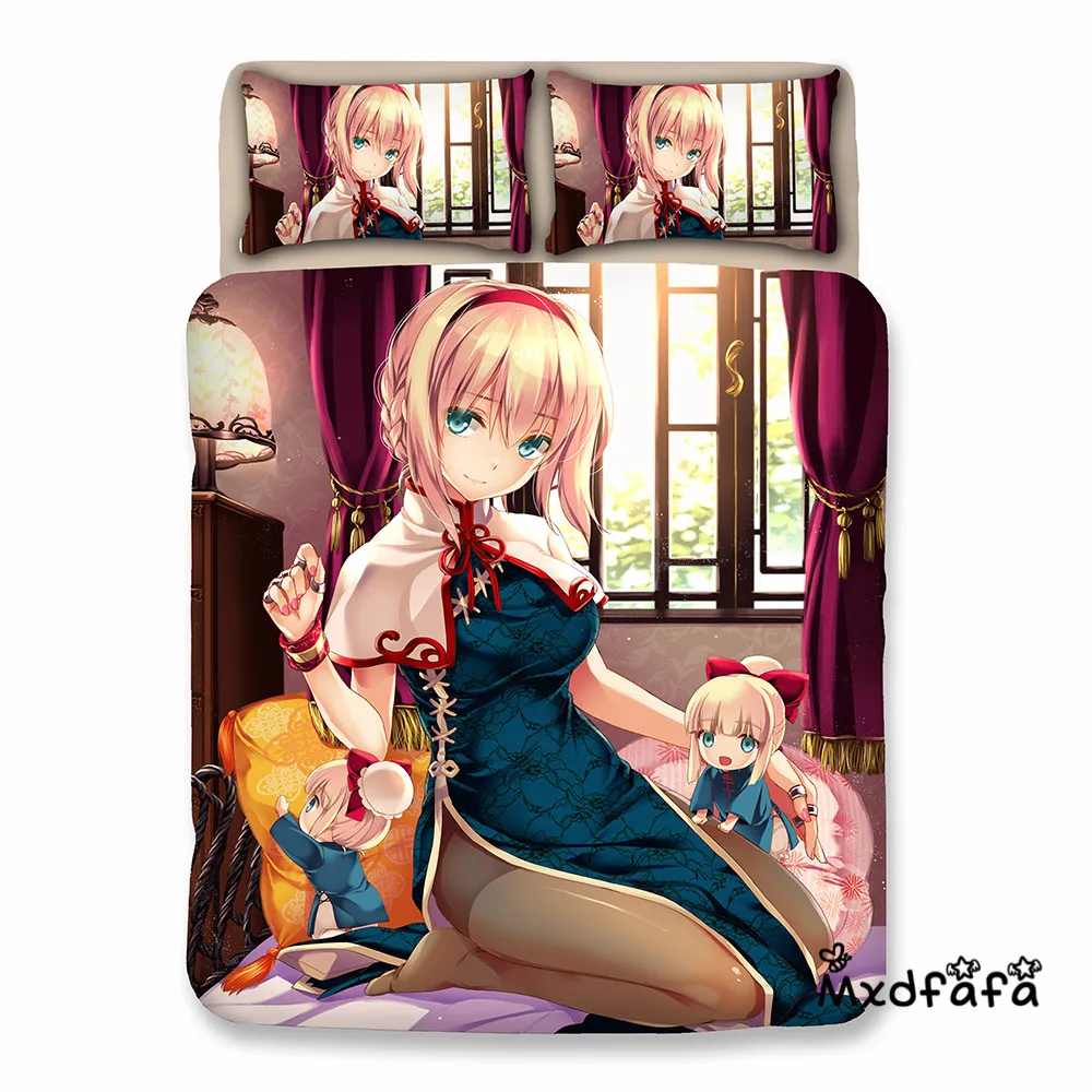 

Anime Fate Grand Order Jeanne d'Arc printed Duvet Cover Set 3D Bedding Set Luxury Include 1 Duvet Cover and 2 Dakimakura case