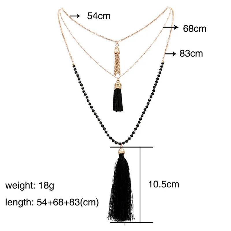 Layered Pendant Necklace With Tassels Multi Strand For Women Jewelry Украшения и аксессуары