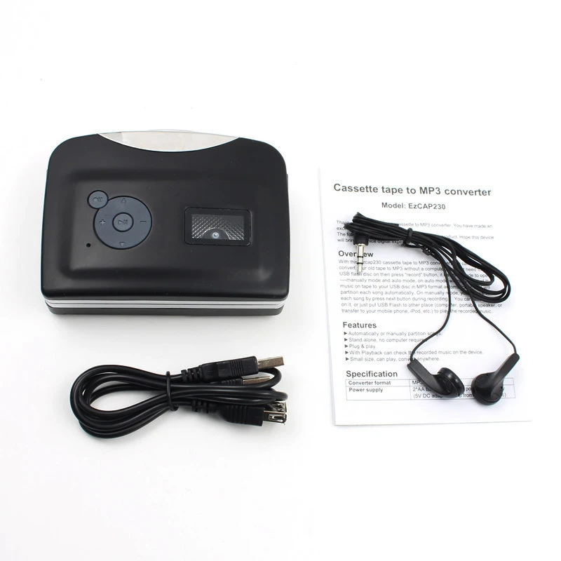 Ezcap USB кассетник Tape-to-MP3 конвертер в компьютер стерео HiFi Качество звука мега бас