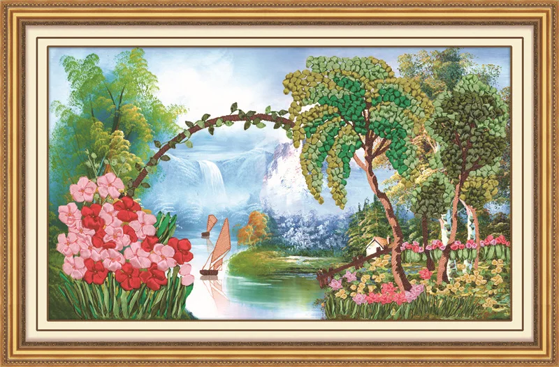 3D Цветочное дерево искусство на холсте с иглой краска ручной работы сделай сам