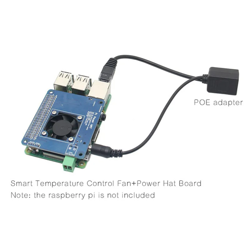 POE and Board Kit Raspberry Pi 3 Model B+ Программируемый адаптер POE, Умный вентилятор с контролем температуры+ плата питания, комплект 6V~ 14V | DC 5V Макс. 4A - Цвет: POE and Board Kit