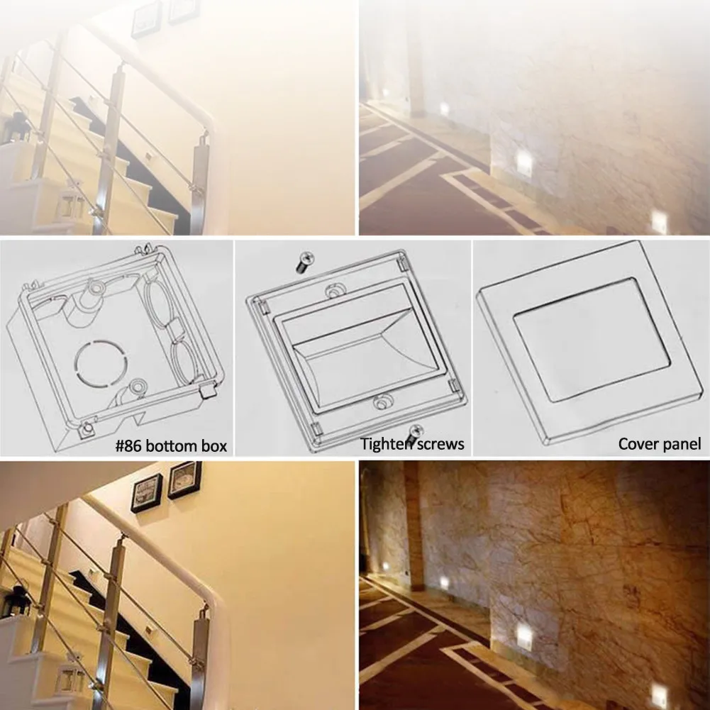 Современные встраиваемые светодиодные светильники для лестниц Новые квадратные