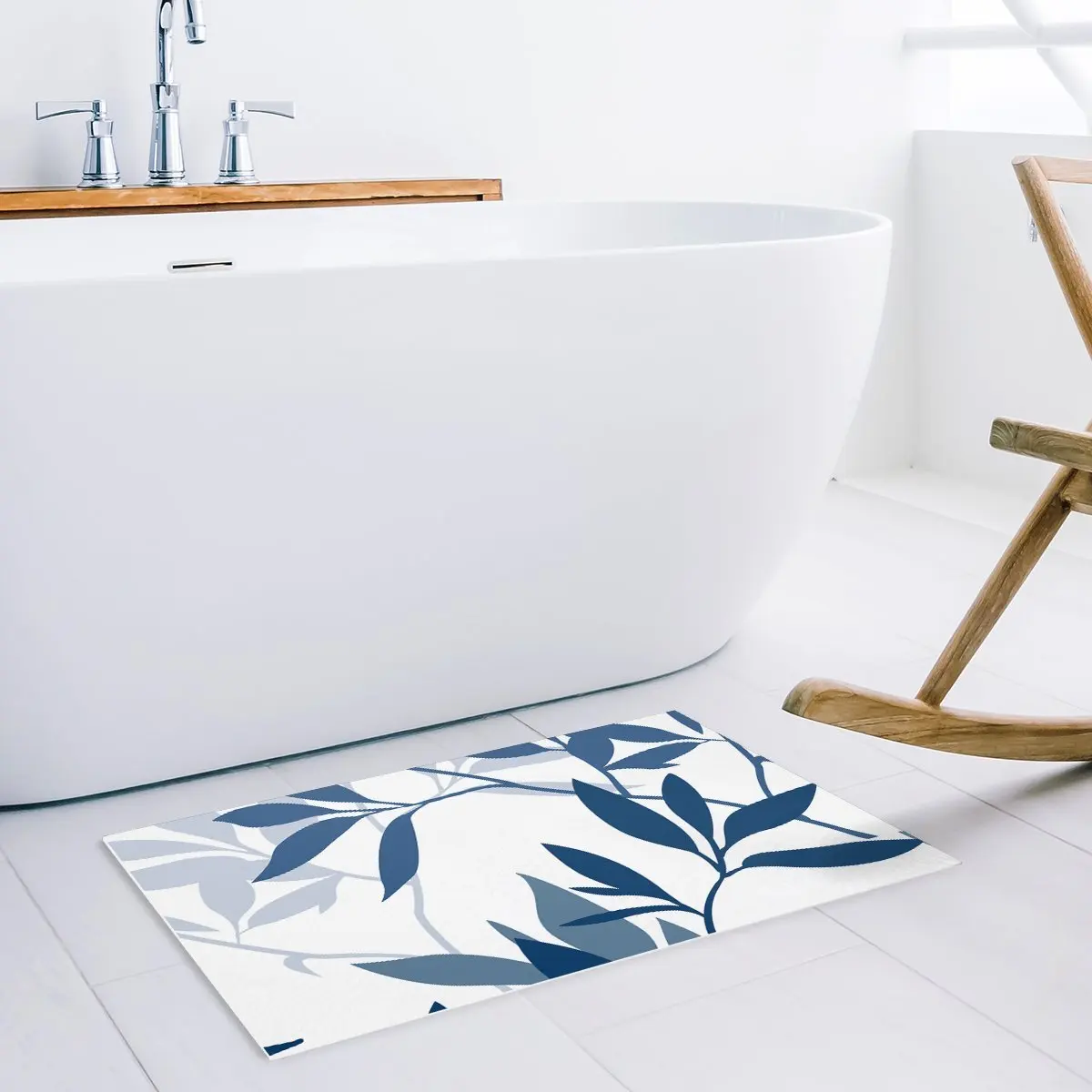 Синие листья растений двери коврики кухня пол Ванна входной ковер