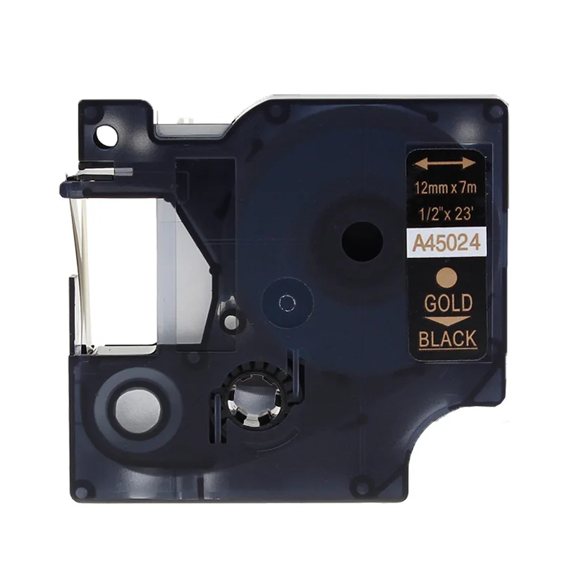 Gold On Black Смешанный цвет совместимый с DYMO D1 ленты этикеток 45013 45010 45014 12 мм черный на белом принтере ленты для производитель этикеток 280 210D 420P - Цвет: Gold On Black