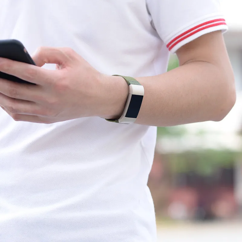 Модный спортивный ремешок для наручных часов браслета Fitbit charge 2 нейлоновый смарт