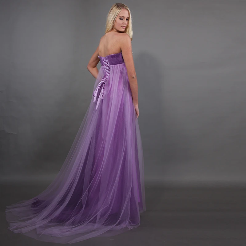 2019 Простые платья для подружек невесты Тюлевое со складками длинное свадебное