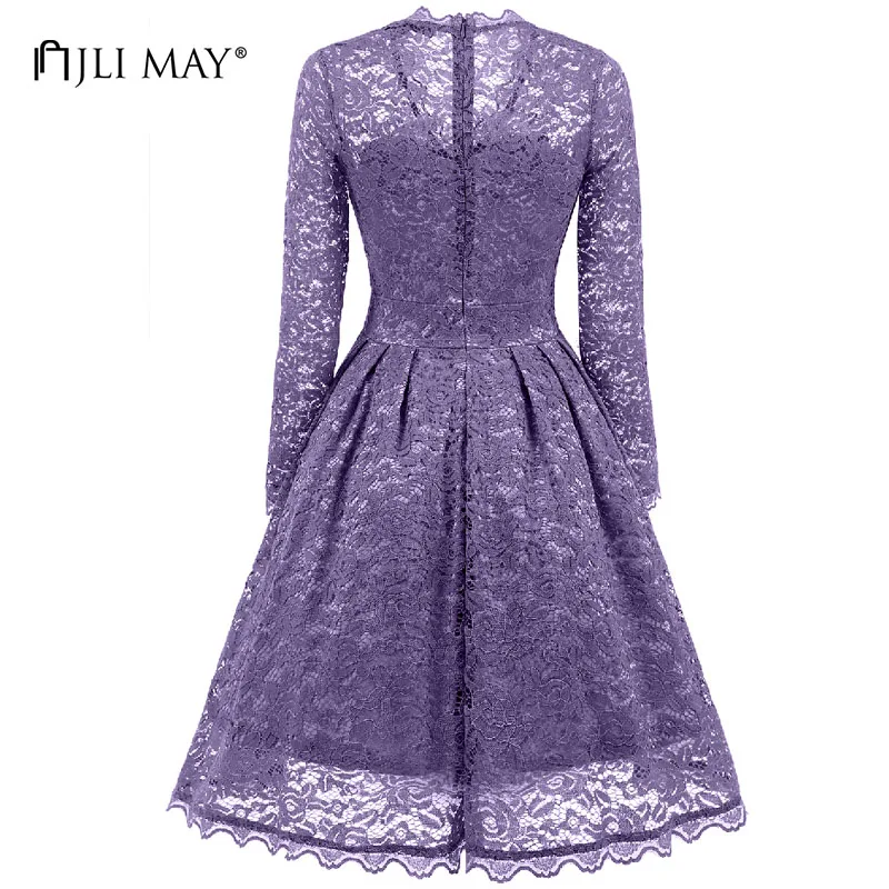 Jli May Винтаж с длинными рукавами кружевное платье вечерние женские туфли черного