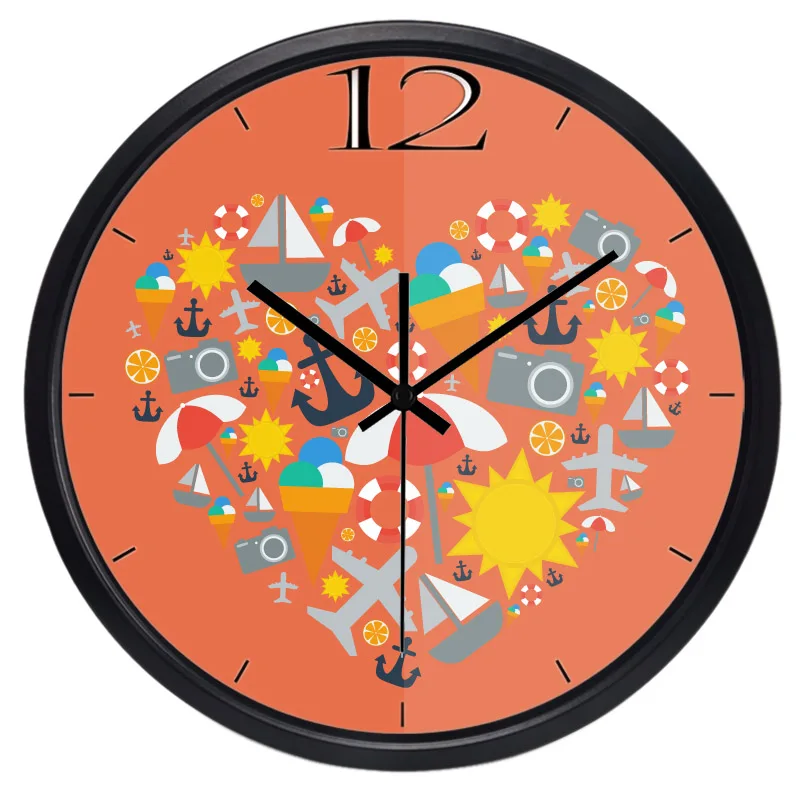 Металлическая Рамка мультфильм художественное украшение сердце Настенные Часы