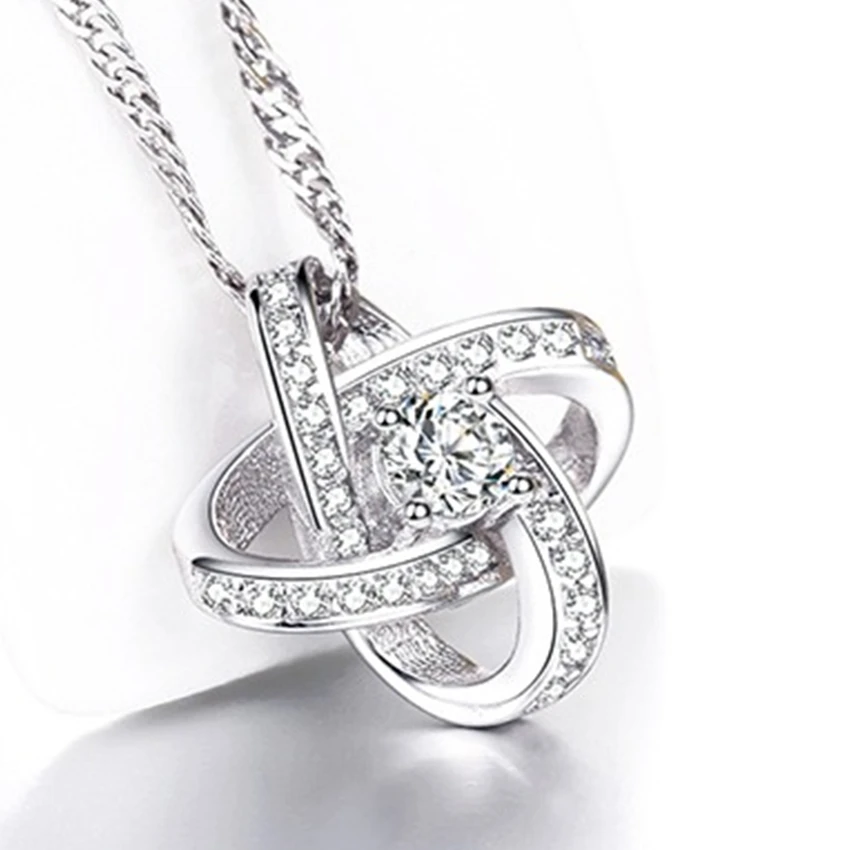 Ms. Серебряный цвет кулон сердце вечная любовь мода супер флэш кристалл ювелирные